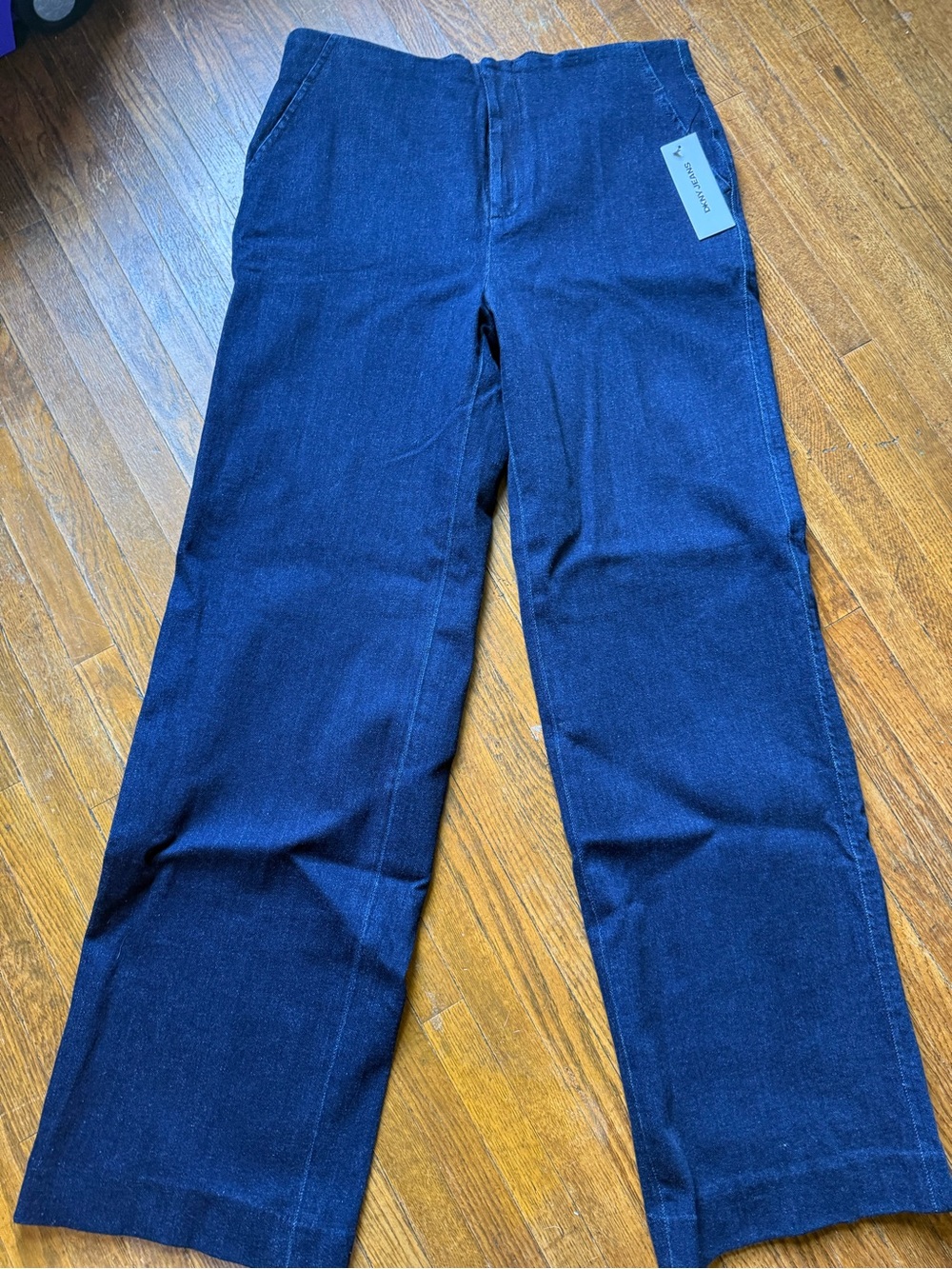 DKNY Women's Dark Blue Wide-Leg Jeans